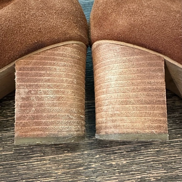 Urban Outfitters Ecote camel tan cow suede ankle boot booties women 9 block heel - Picture 4 of 9